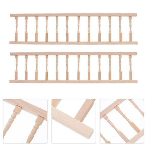 Veemoon 2Pcs House Railing Furniture Props Decoration Fence Wooden Armrest Mini - Picture 6 of 9